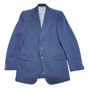 Vintage Bonaire Blazer Mens Large Navy Textured Sport Coat Made Korea 70s‎